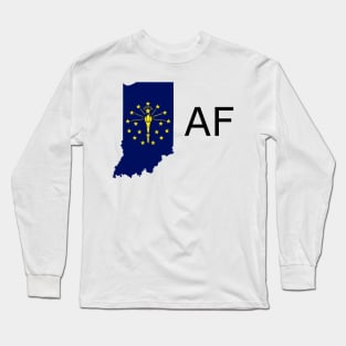 Indiana Flag State Outline AF (black) Long Sleeve T-Shirt